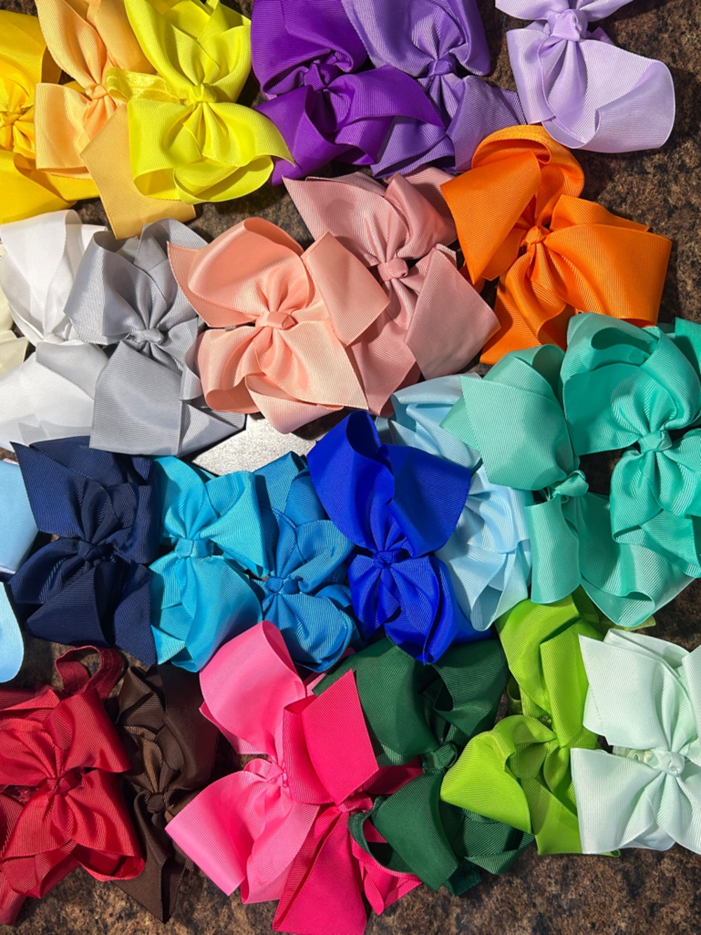 Kids Multi-Color Hair Bows 28 Pack - Assorted Satin Bow with elastic